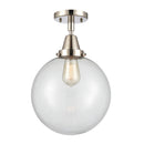 Beacon Flush Mount shown in the Polished Nickel finish with a Clear shade