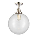 Beacon Flush Mount shown in the Polished Nickel finish with a Clear shade