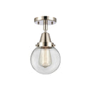 Beacon Flush Mount shown in the Polished Nickel finish with a Clear shade