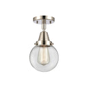 Beacon Flush Mount shown in the Polished Nickel finish with a Clear shade