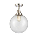 Beacon Flush Mount shown in the Polished Nickel finish with a Seedy shade