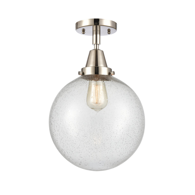 Beacon Flush Mount shown in the Polished Nickel finish with a Seedy shade