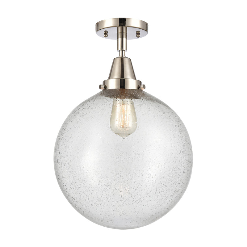 Beacon Flush Mount shown in the Polished Nickel finish with a Seedy shade