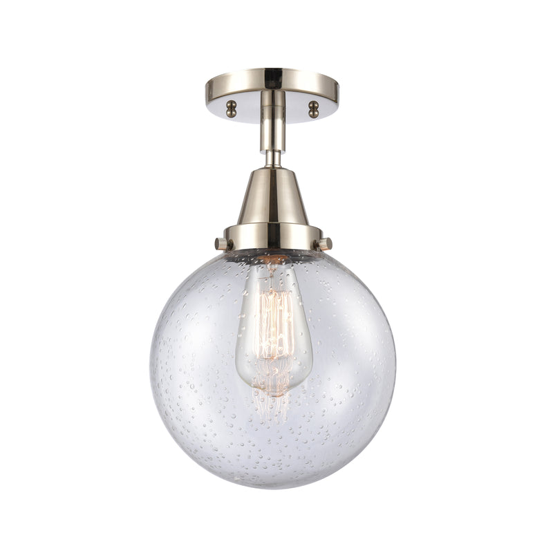 Beacon Flush Mount shown in the Polished Nickel finish with a Seedy shade