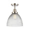 Seneca Falls Flush Mount shown in the Polished Nickel finish with a Clear Halophane shade