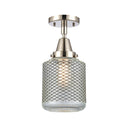 Stanton Flush Mount shown in the Polished Nickel finish with a Clear Wire Mesh shade