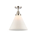 Cone Flush Mount shown in the Polished Nickel finish with a Matte White shade