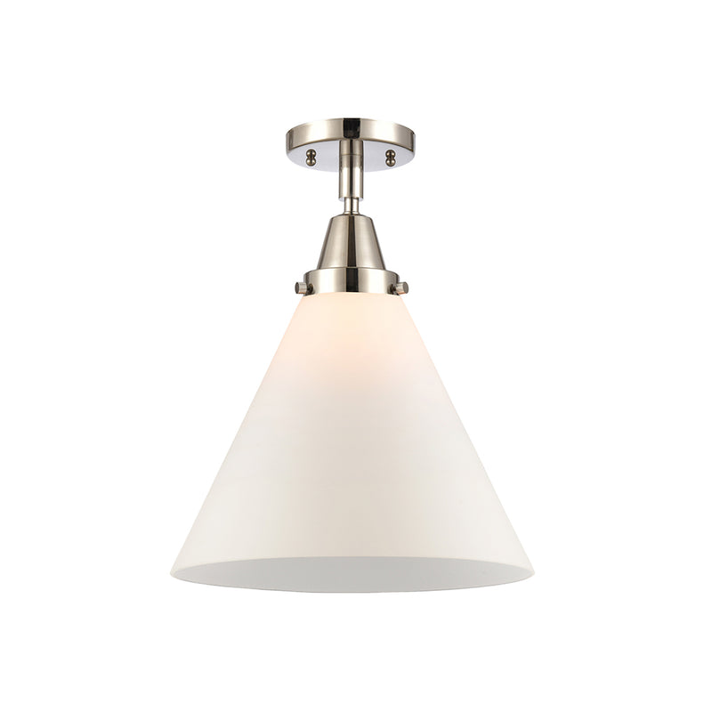 Cone Flush Mount shown in the Polished Nickel finish with a Matte White shade