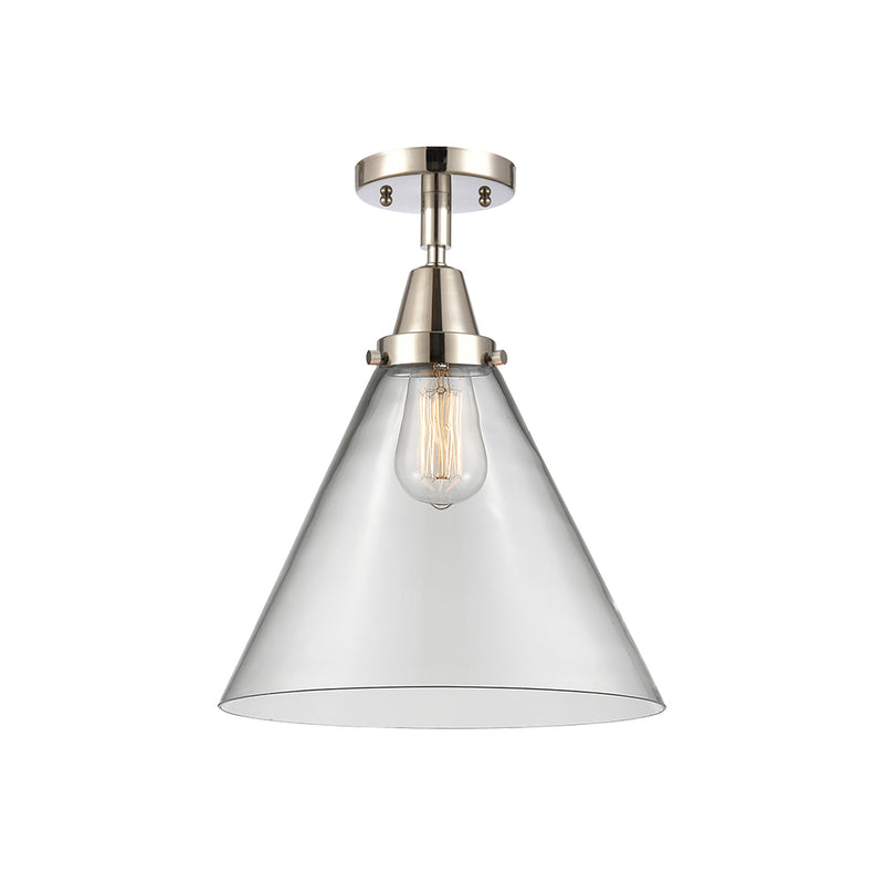 Cone Flush Mount shown in the Polished Nickel finish with a Clear shade