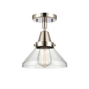 Caden Flush Mount shown in the Polished Nickel finish with a Clear shade