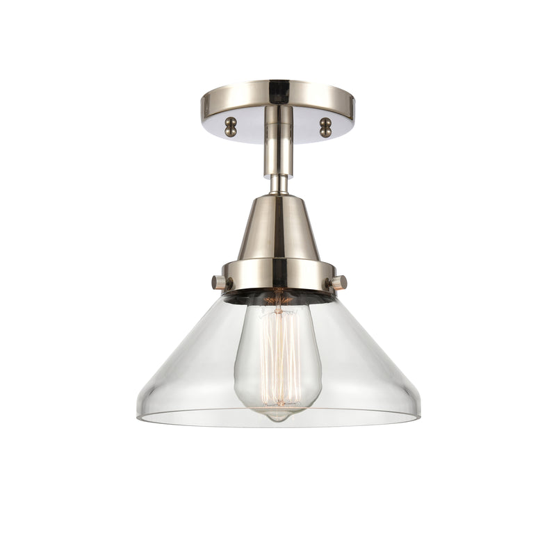 Caden Flush Mount shown in the Polished Nickel finish with a Clear shade