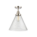 Cone Flush Mount shown in the Polished Nickel finish with a Seedy shade