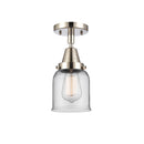 Bell Flush Mount shown in the Polished Nickel finish with a Clear shade