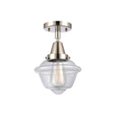 Oxford Flush Mount shown in the Polished Nickel finish with a Clear shade