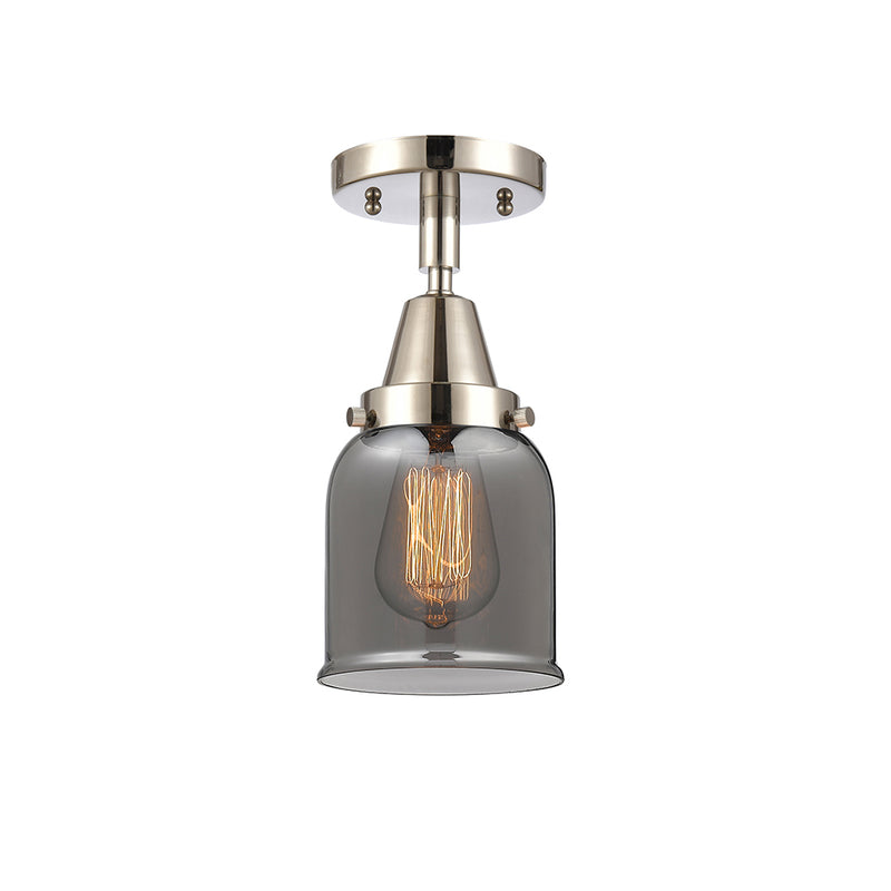 Bell Flush Mount shown in the Polished Nickel finish with a Plated Smoke shade