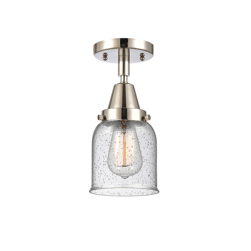 Bell Flush Mount shown in the Polished Nickel finish with a Seedy shade