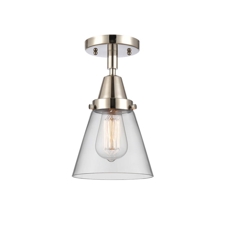 Cone Flush Mount shown in the Polished Nickel finish with a Clear shade