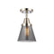 Cone Flush Mount shown in the Polished Nickel finish with a Plated Smoke shade