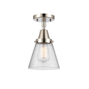 Cone Flush Mount shown in the Polished Nickel finish with a Seedy shade