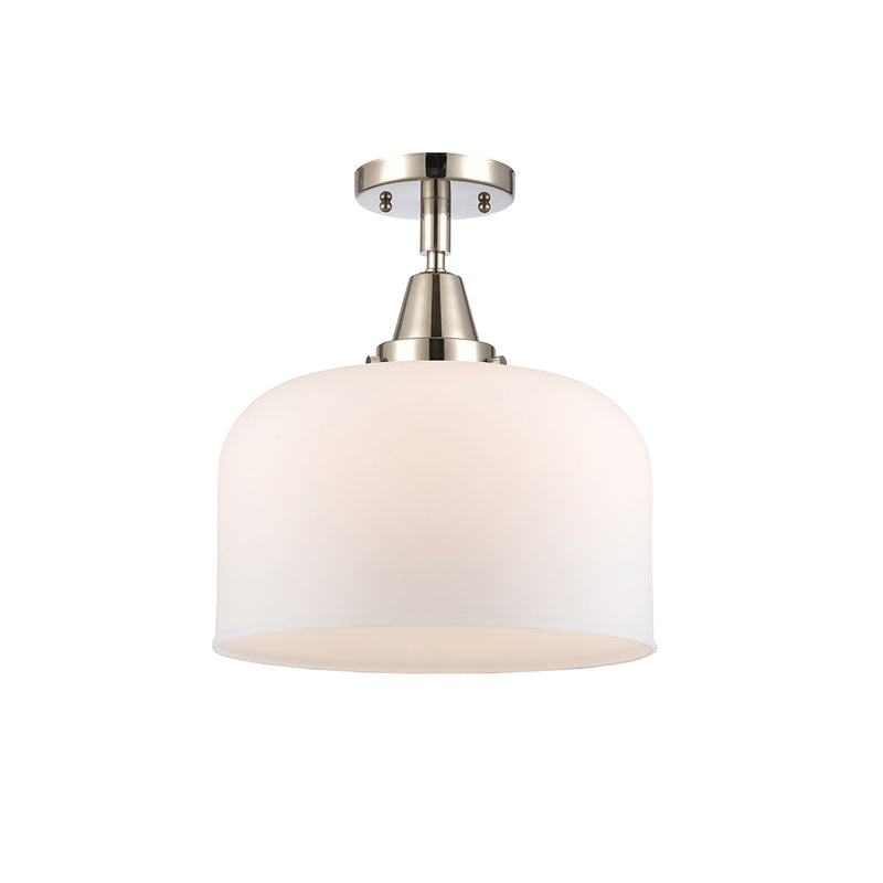 Bell Flush Mount shown in the Polished Nickel finish with a Matte White shade