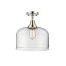 Bell Flush Mount shown in the Polished Nickel finish with a Clear shade