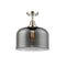 Bell Flush Mount shown in the Polished Nickel finish with a Plated Smoke shade