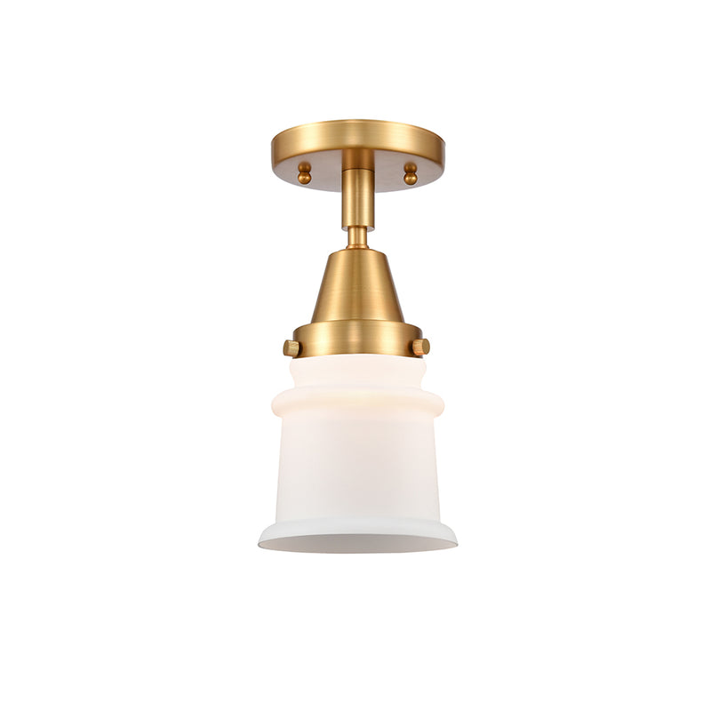 Canton Flush Mount shown in the Satin Gold finish with a Matte White shade