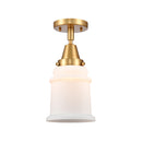 Canton Flush Mount shown in the Satin Gold finish with a Matte White shade