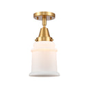 Canton Flush Mount shown in the Satin Gold finish with a Matte White shade