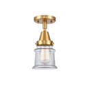 Canton Flush Mount shown in the Satin Gold finish with a Clear shade