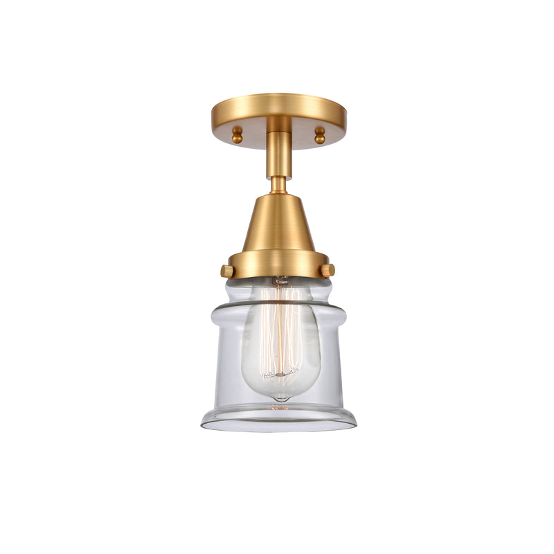 Canton Flush Mount shown in the Satin Gold finish with a Clear shade