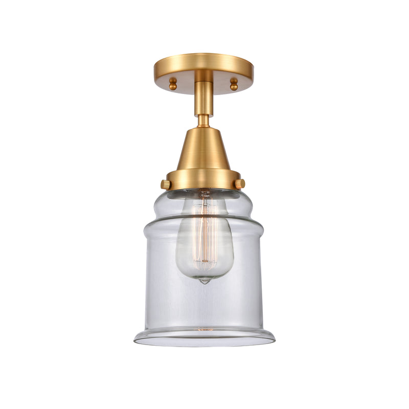 Canton Flush Mount shown in the Satin Gold finish with a Clear shade