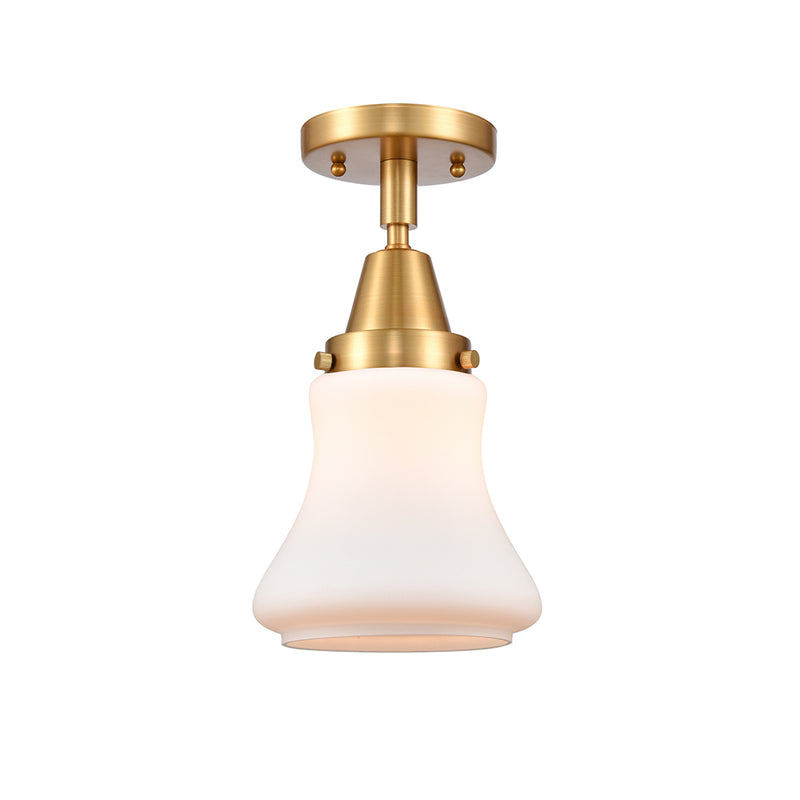 Bellmont Flush Mount shown in the Satin Gold finish with a Matte White shade