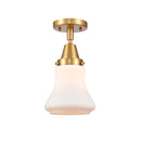 Bellmont Flush Mount shown in the Satin Gold finish with a Matte White shade