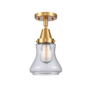 Bellmont Flush Mount shown in the Satin Gold finish with a Clear shade