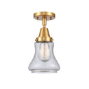 Bellmont Flush Mount shown in the Satin Gold finish with a Seedy shade