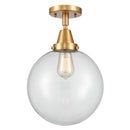 Beacon Flush Mount shown in the Satin Gold finish with a Clear shade