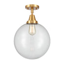 Beacon Flush Mount shown in the Satin Gold finish with a Clear shade