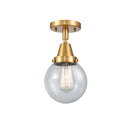 Beacon Flush Mount shown in the Satin Gold finish with a Seedy shade