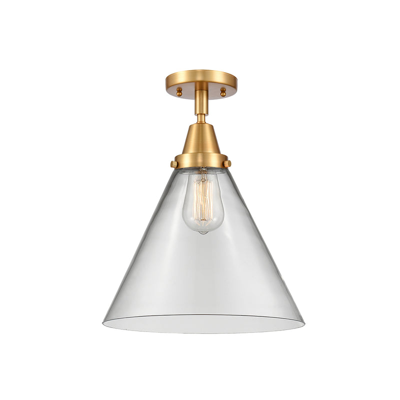 Cone Flush Mount shown in the Satin Gold finish with a Clear shade