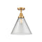 Cone Flush Mount shown in the Satin Gold finish with a Clear shade