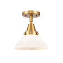 Caden Flush Mount shown in the Satin Gold finish with a Matte White shade