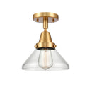 Caden Flush Mount shown in the Satin Gold finish with a Clear shade