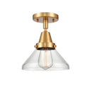 Caden Flush Mount shown in the Satin Gold finish with a Clear shade