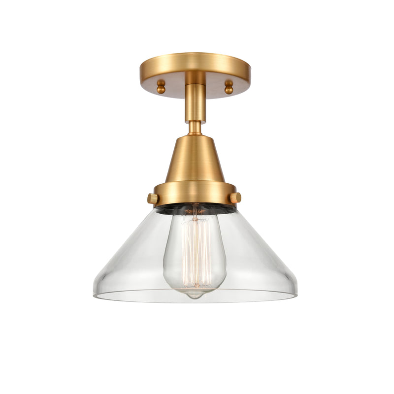 Caden Flush Mount shown in the Satin Gold finish with a Clear shade