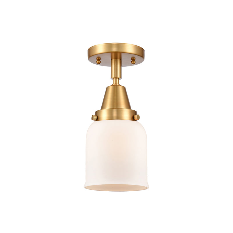 Bell Flush Mount shown in the Satin Gold finish with a Matte White shade