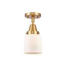 Bell Flush Mount shown in the Satin Gold finish with a Matte White shade