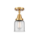 Bell Flush Mount shown in the Satin Gold finish with a Clear shade