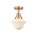 Oxford Flush Mount shown in the Satin Gold finish with a Matte White shade