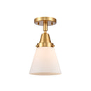 Cone Flush Mount shown in the Satin Gold finish with a Matte White shade